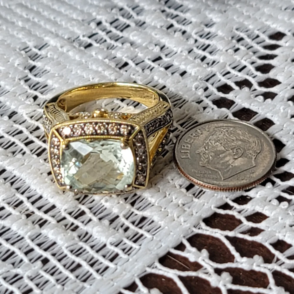 Rare vintage LeVian mint julep chocolate and vanilla diamond 14k Honey gold ring - Picture 10 of 11